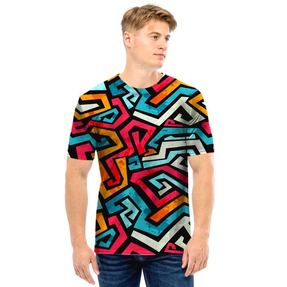 Geometric Graffiti Psychedelic Men T Shirt-grizzshop