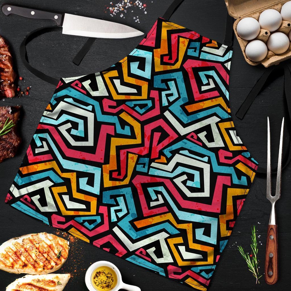 Geometric Graffiti Psychedelic Men's Apron-grizzshop