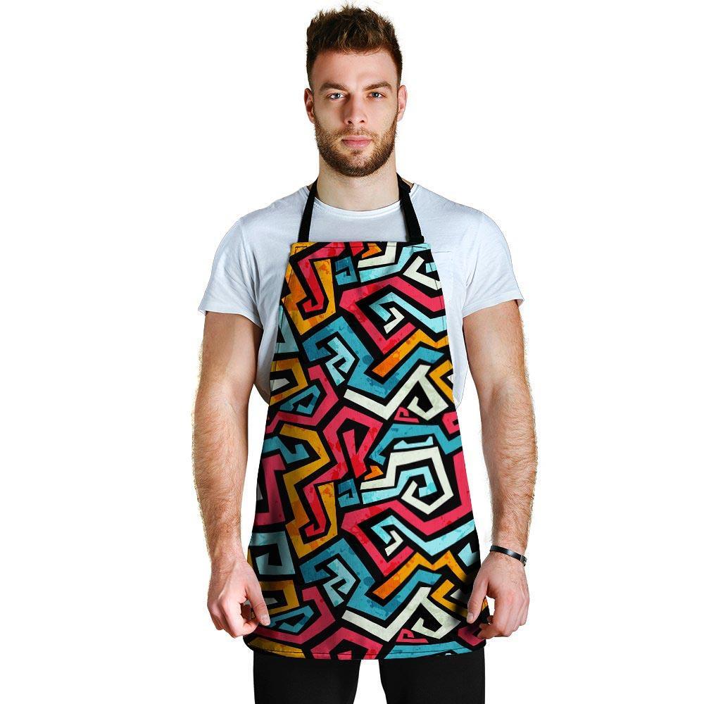 Geometric Graffiti Psychedelic Men's Apron-grizzshop