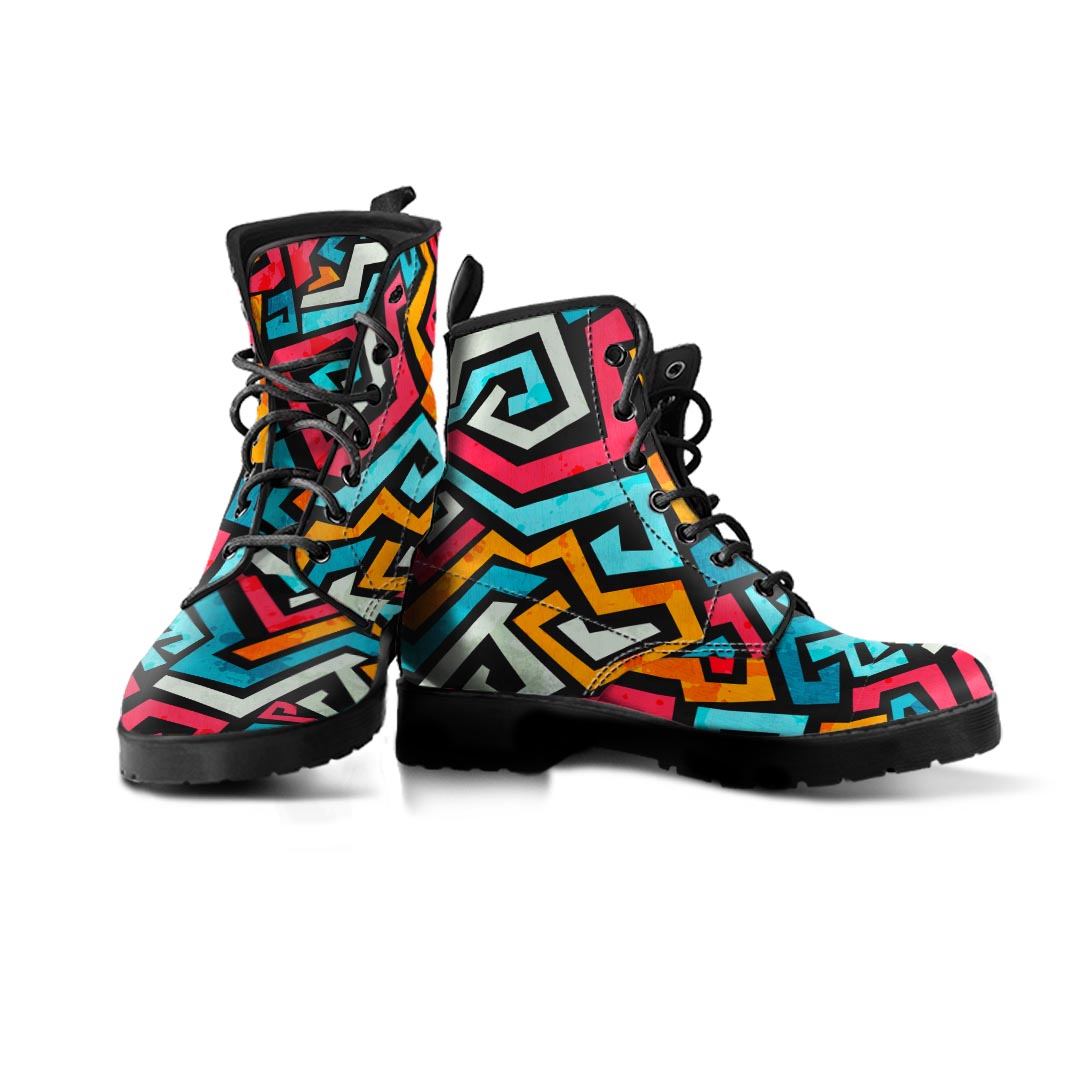 Geometric Graffiti Psychedelic Men's Boots-grizzshop