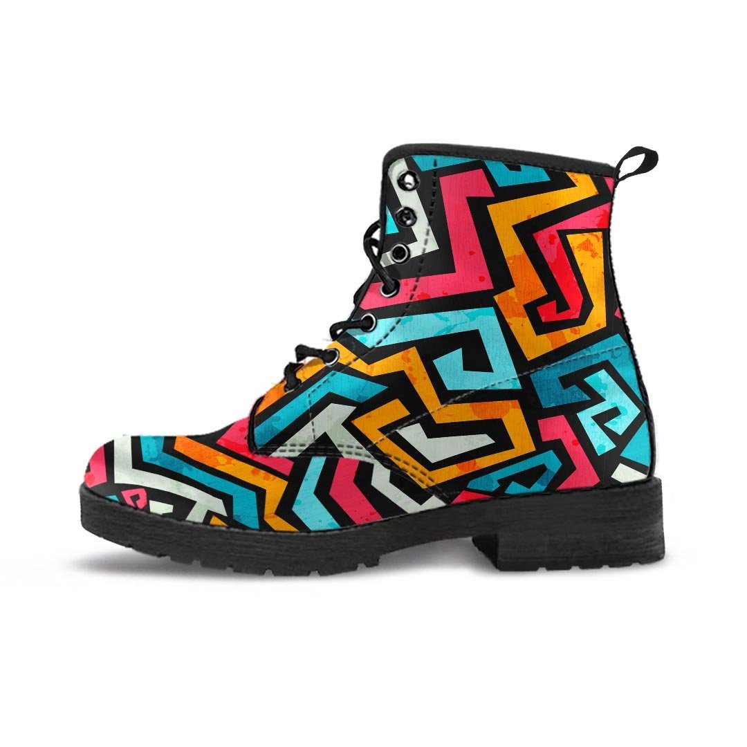 Geometric Graffiti Psychedelic Men's Boots-grizzshop