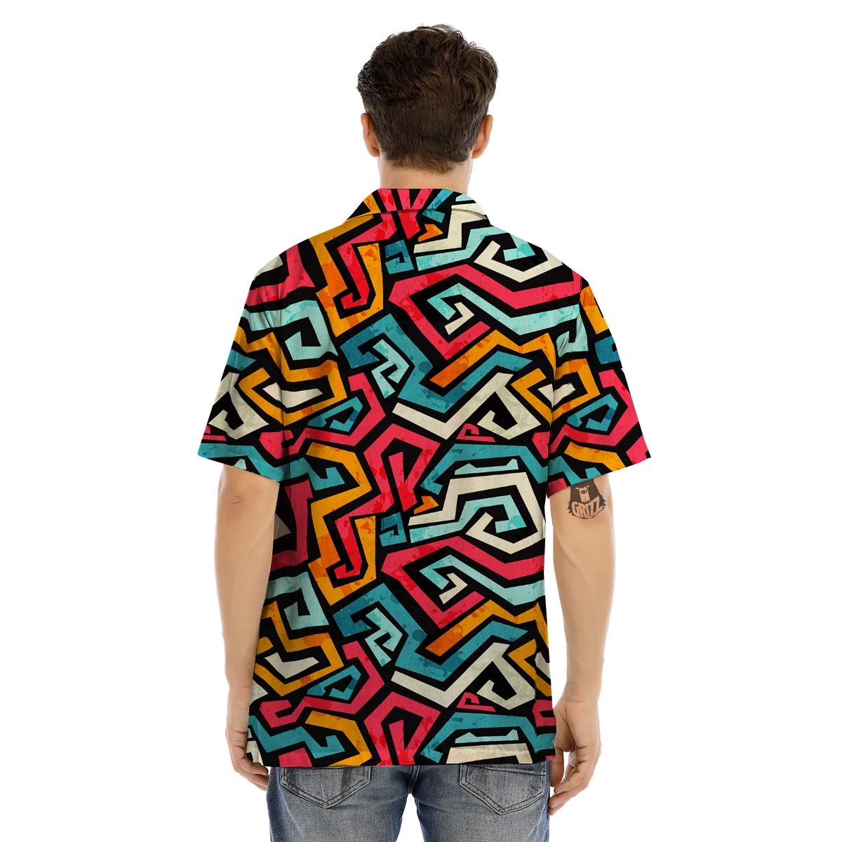 Geometric Graffiti Psychedelic Men’s Hawaiian Shirt-grizzshop