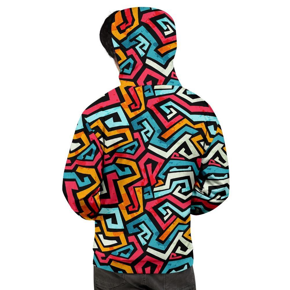 Geometric Graffiti Psychedelic Men's Hoodie-grizzshop