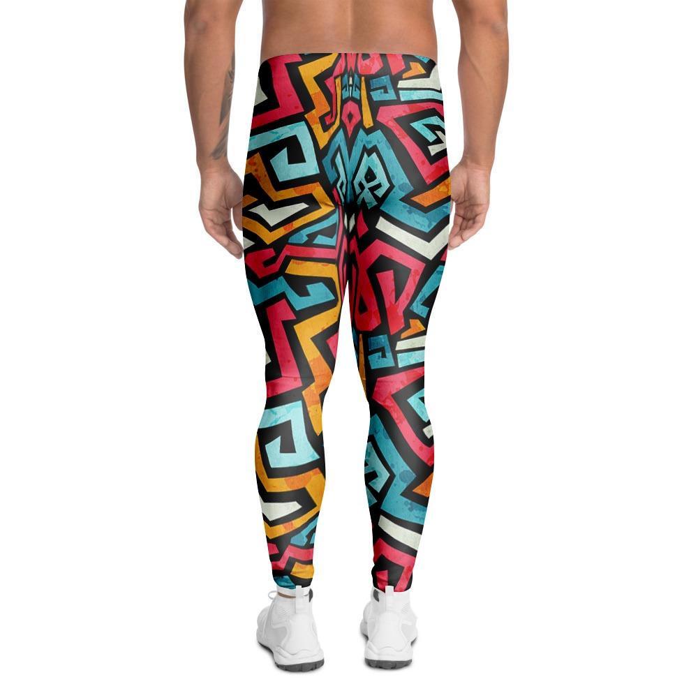 Geometric Graffiti Psychedelic Men's Leggings-grizzshop