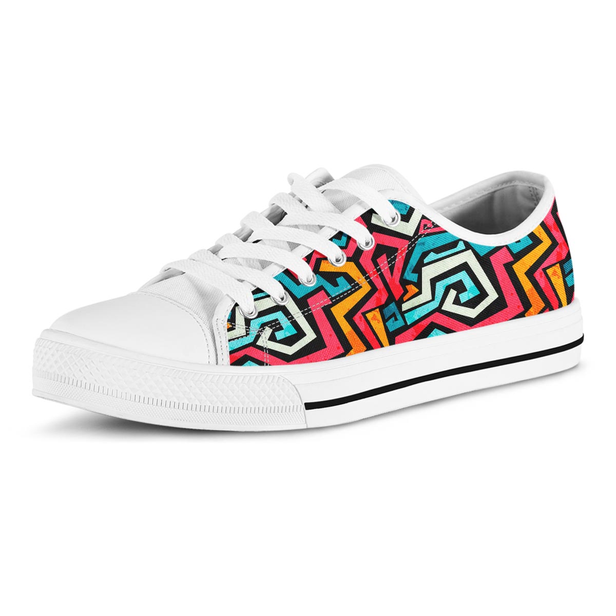 Geometric Graffiti Psychedelic Men's Low Top Shoes-grizzshop