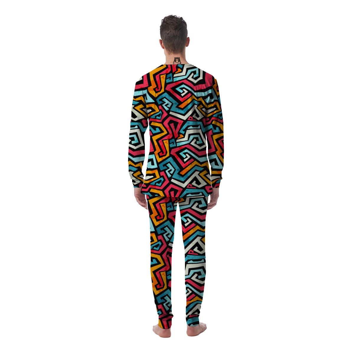 Geometric Graffiti Psychedelic Men's Pajamas-grizzshop