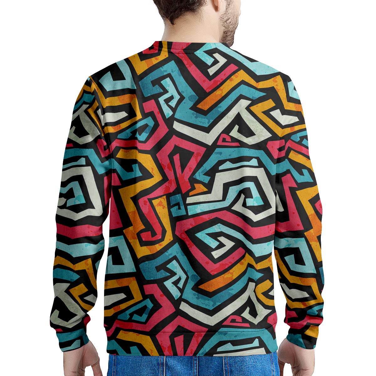 Geometric Graffiti Psychedelic Men's Sweatshirt-grizzshop