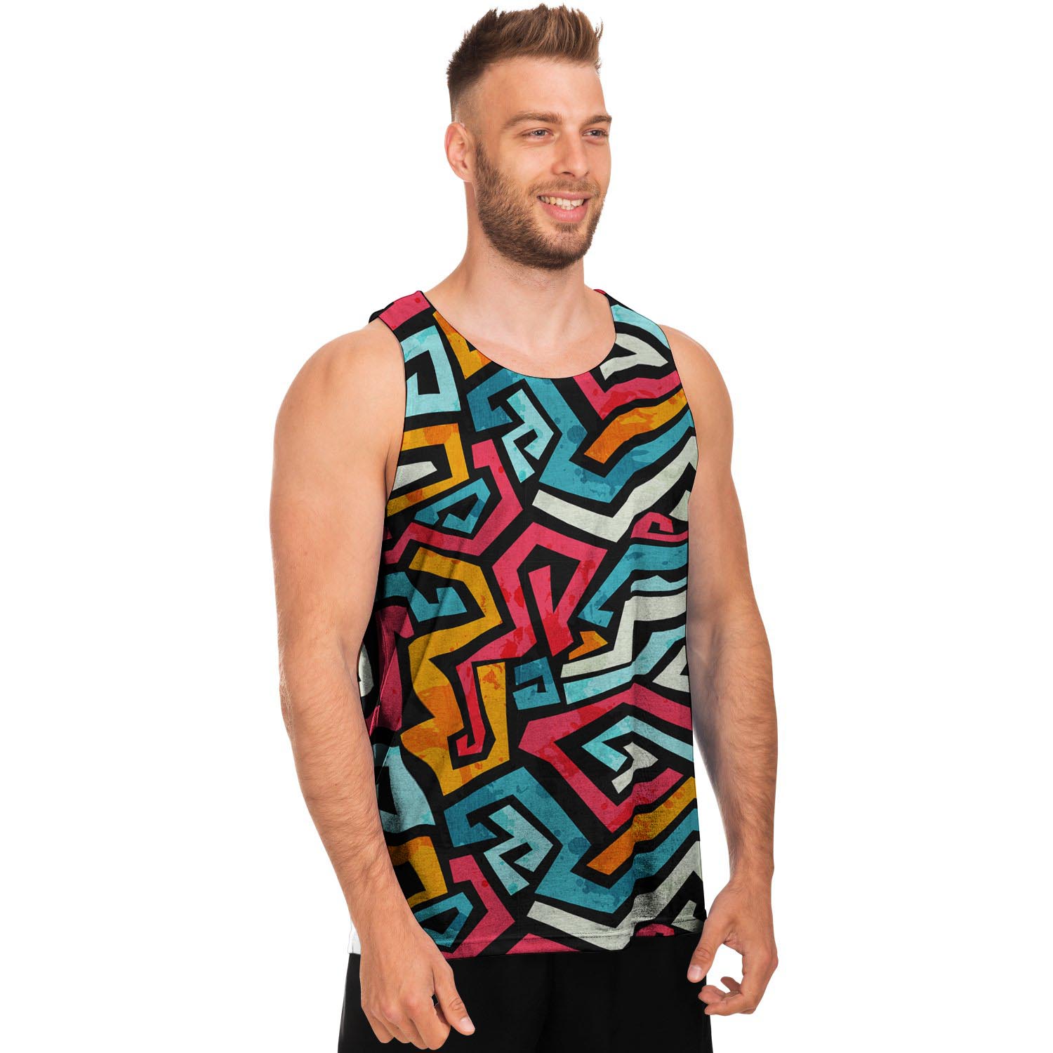 Geometric Graffiti Psychedelic Men's Tank Tops-grizzshop