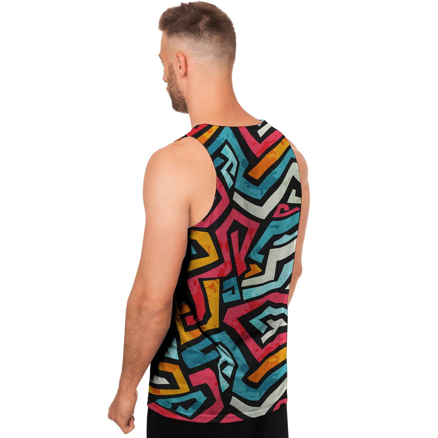 Geometric Graffiti Psychedelic Men's Tank Tops-grizzshop