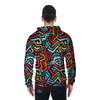 Geometric Graffiti Psychedelic Men's Zip Up Hoodie-grizzshop