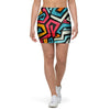 Geometric Graffiti Psychedelic Mini Skirt-grizzshop