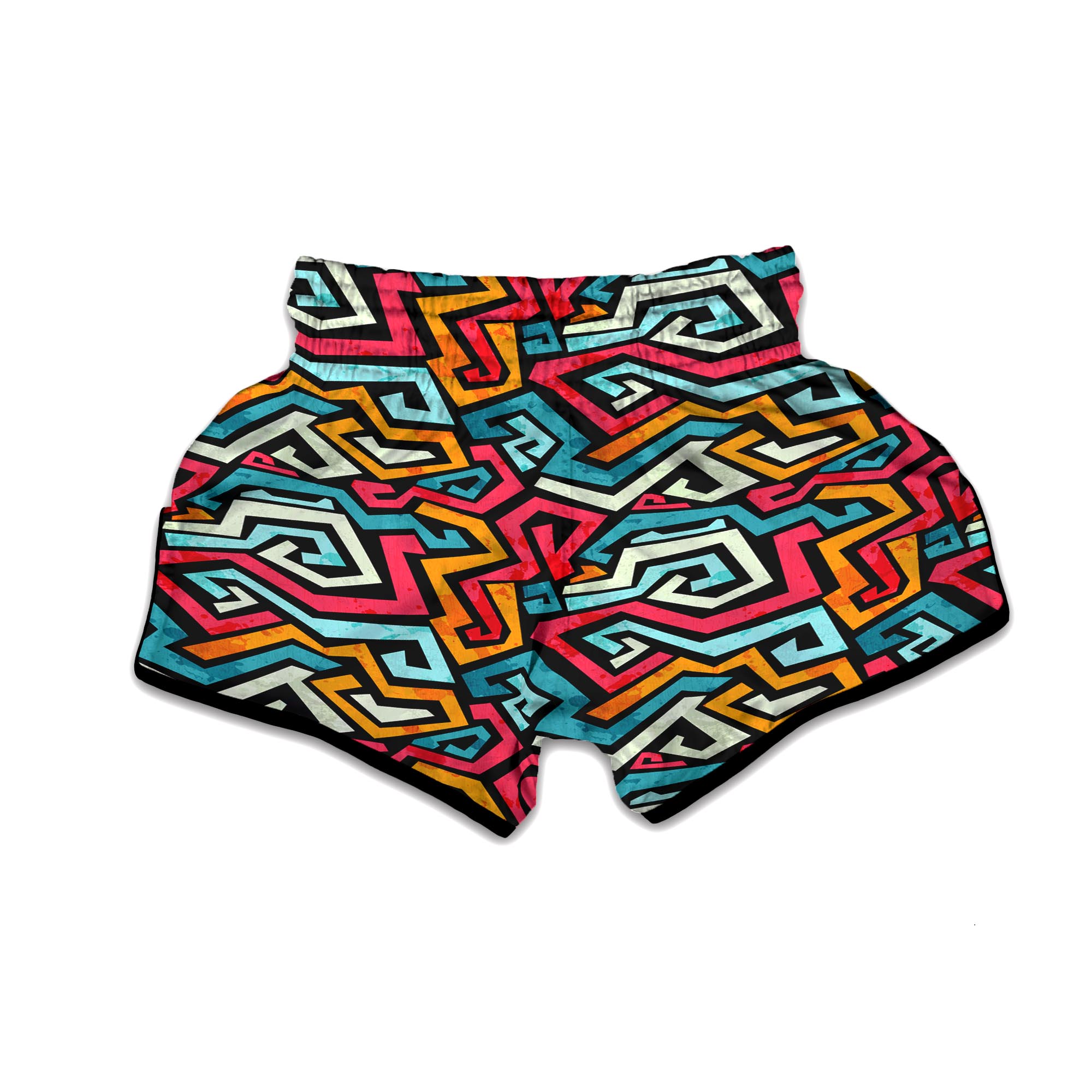 Geometric Graffiti Psychedelic Muay Thai Boxing Shorts-grizzshop