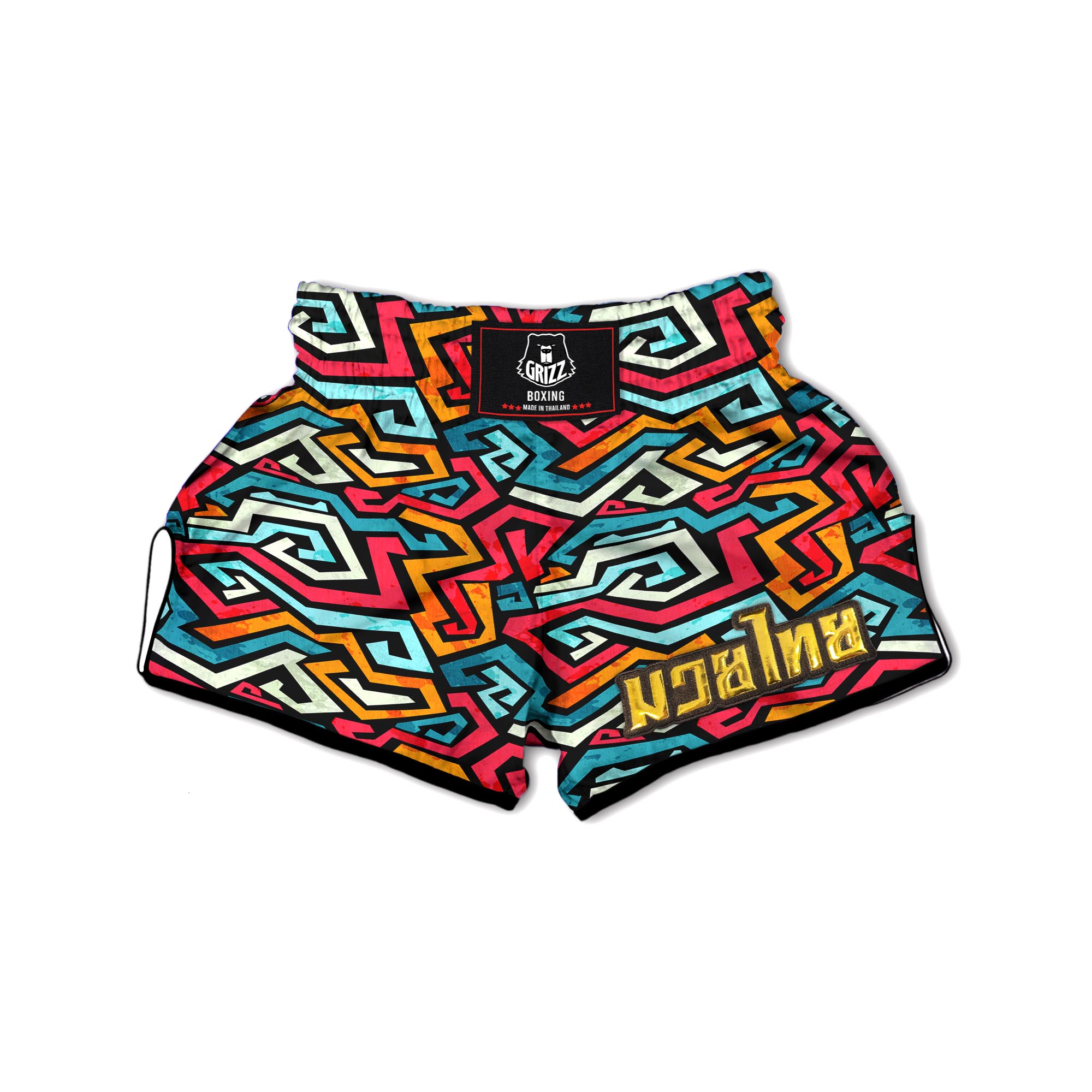 Geometric Graffiti Psychedelic Muay Thai Boxing Shorts-grizzshop