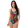 Geometric Graffiti Psychedelic One Piece Swimsuite-grizzshop