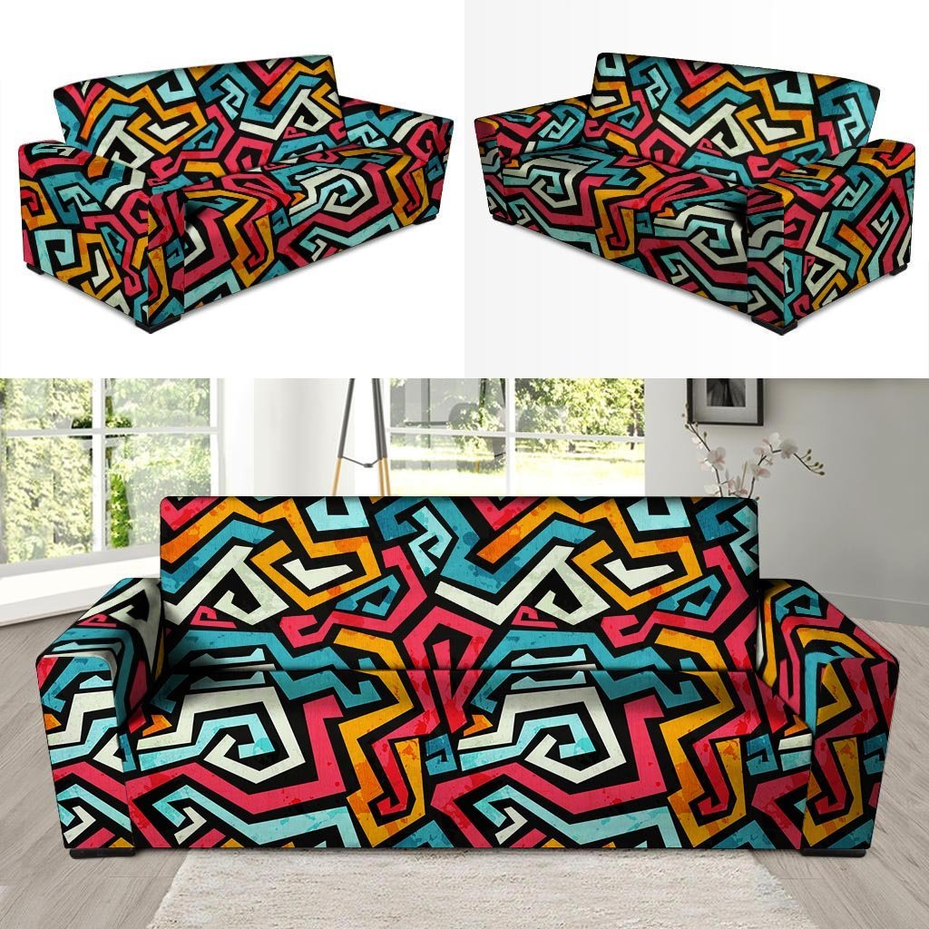 Geometric Graffiti Psychedelic Sofa Cover-grizzshop