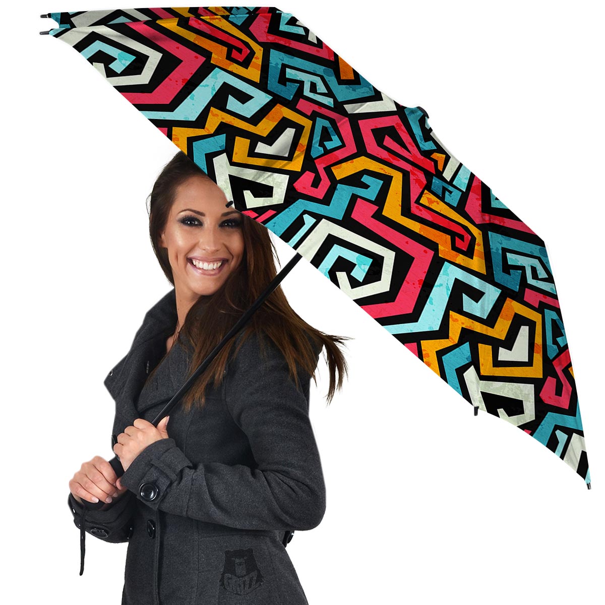 Geometric Graffiti Psychedelic Umbrella-grizzshop