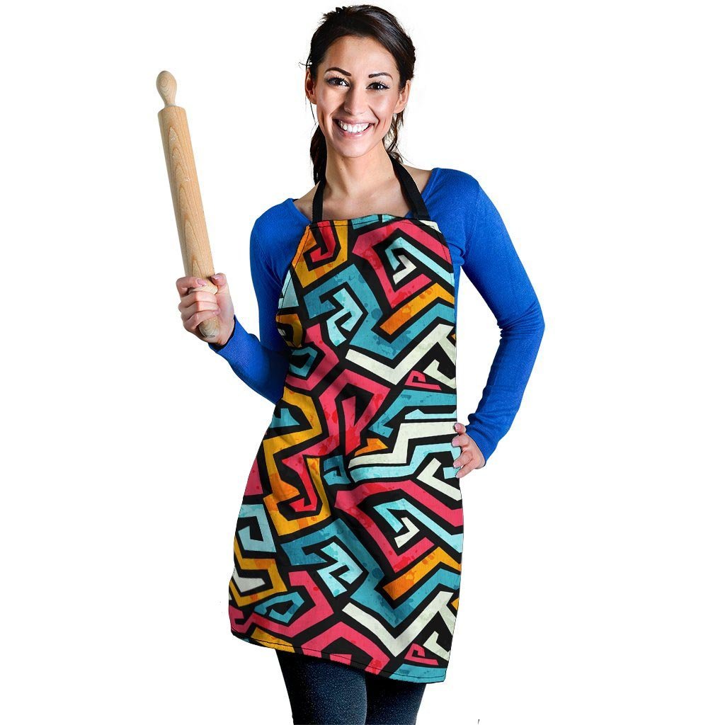 Geometric Graffiti Psychedelic Women's Apron-grizzshop