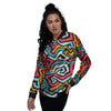 Geometric Graffiti Psychedelic Women's Bomber Jacket-grizzshop