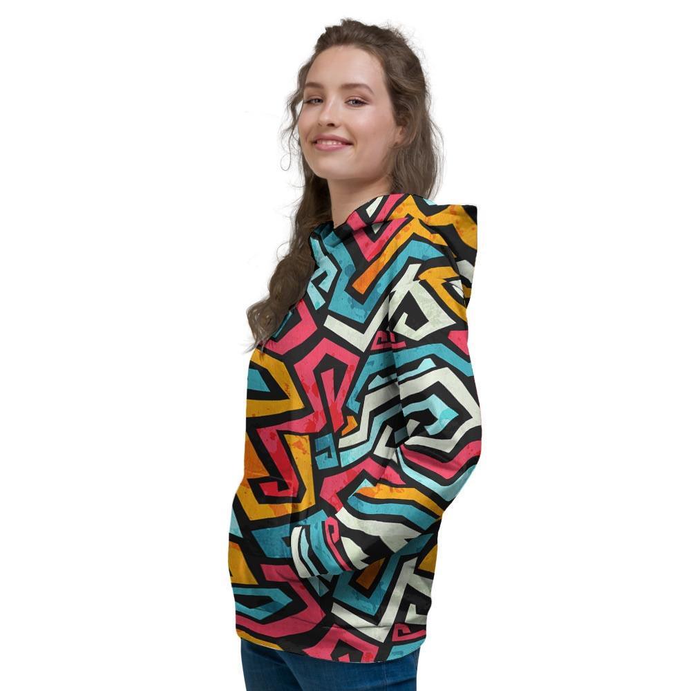 Geometric Graffiti Psychedelic Women's Hoodie-grizzshop