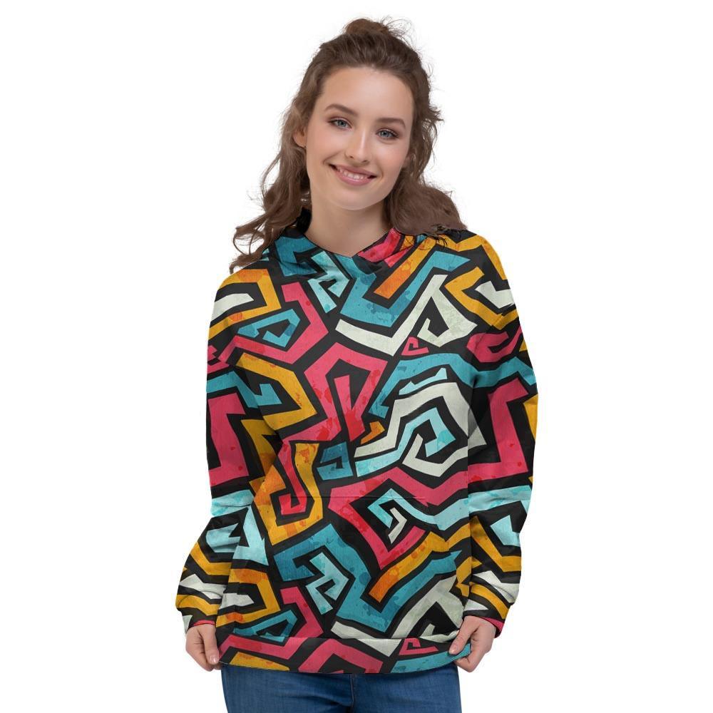 Geometric Graffiti Psychedelic Women's Hoodie-grizzshop