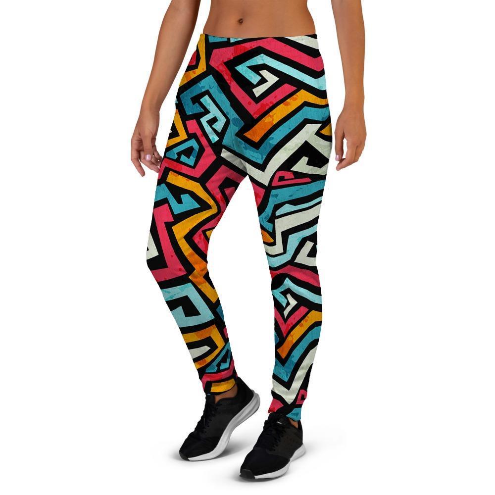 Geometric Graffiti Psychedelic Women's Joggers-grizzshop