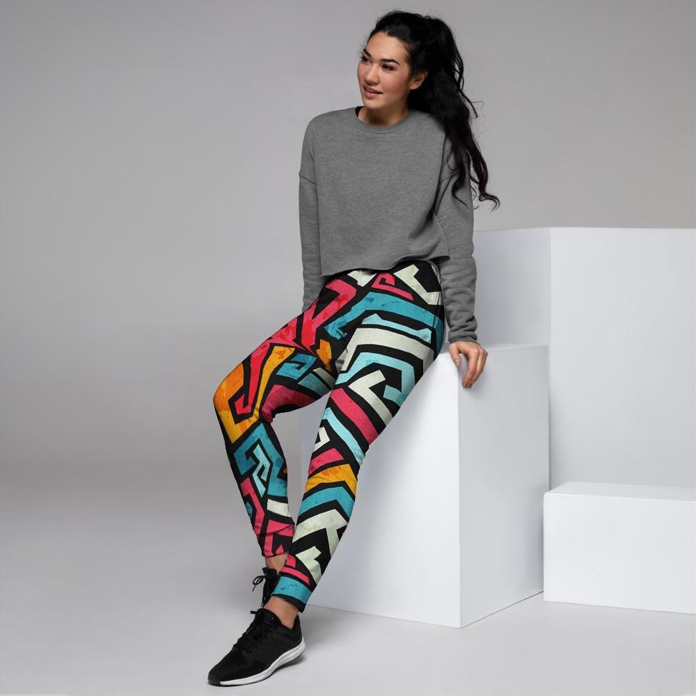 Geometric Graffiti Psychedelic Women's Joggers-grizzshop