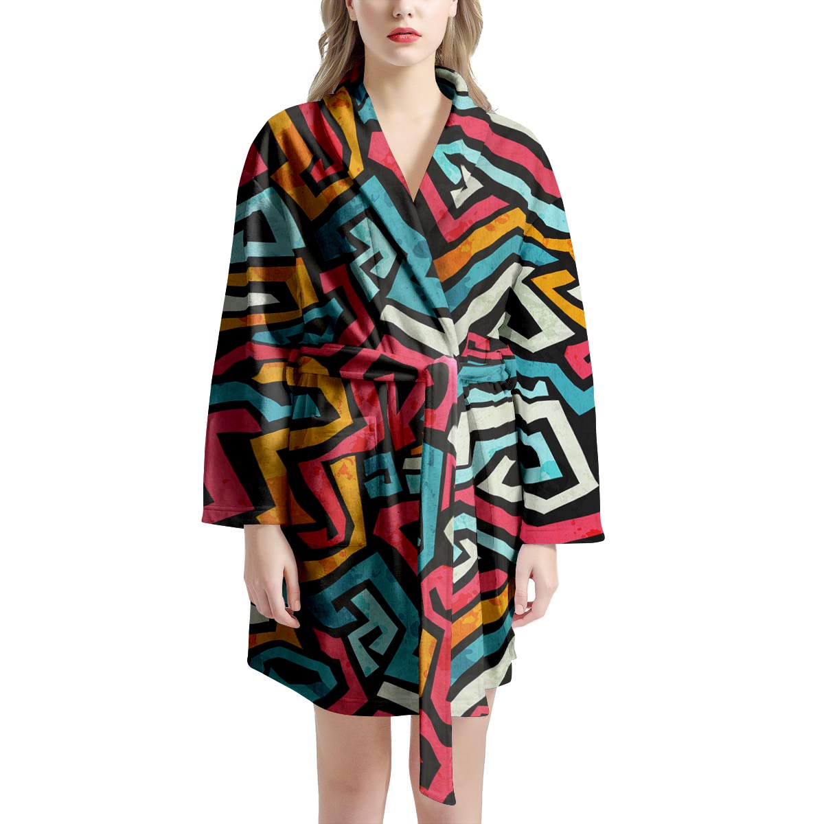 Geometric Graffiti Psychedelic Women's Robe-grizzshop