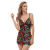 Geometric Graffiti Psychedelic Women's Sexy Night Dress-grizzshop