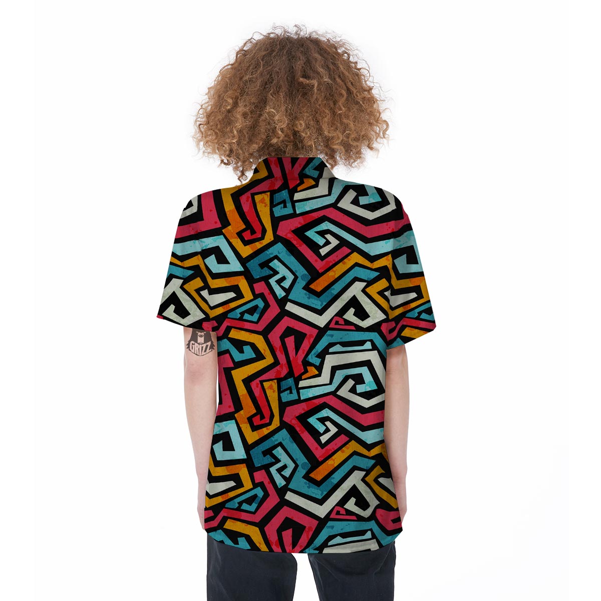 Geometric Graffiti Psychedelic Women's Short Sleeve Shirts-grizzshop