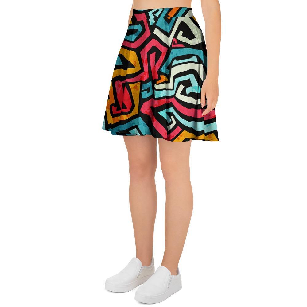 Geometric Graffiti Psychedelic Women's Skirt-grizzshop