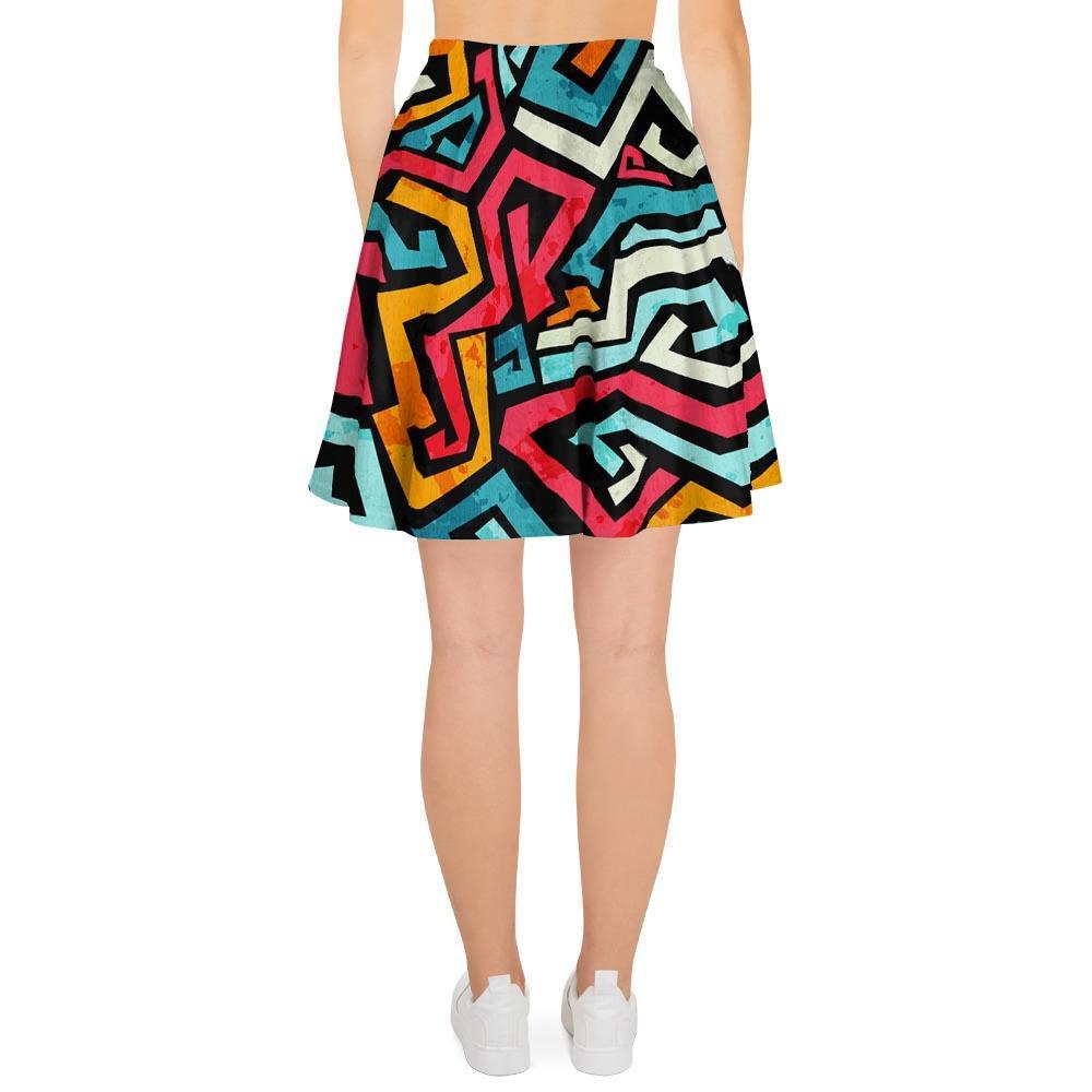 Geometric Graffiti Psychedelic Women's Skirt-grizzshop