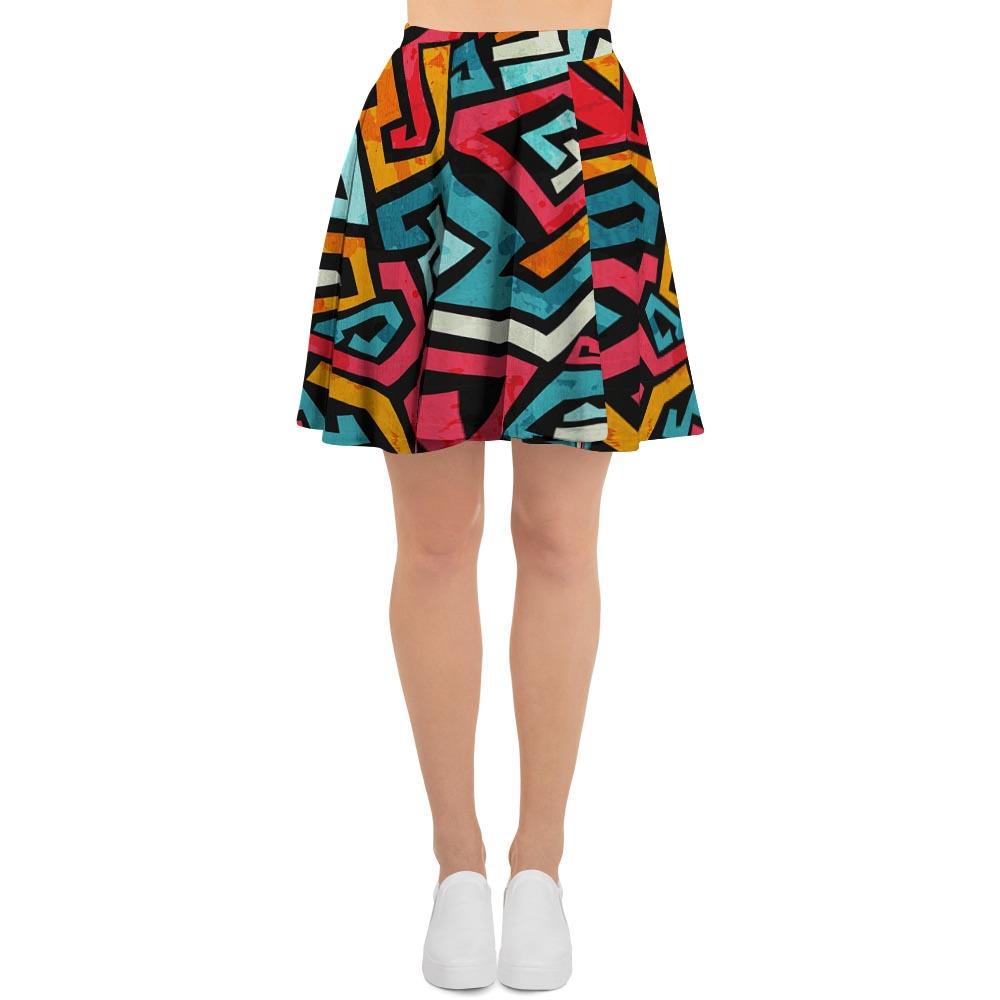 Geometric Graffiti Psychedelic Women's Skirt-grizzshop