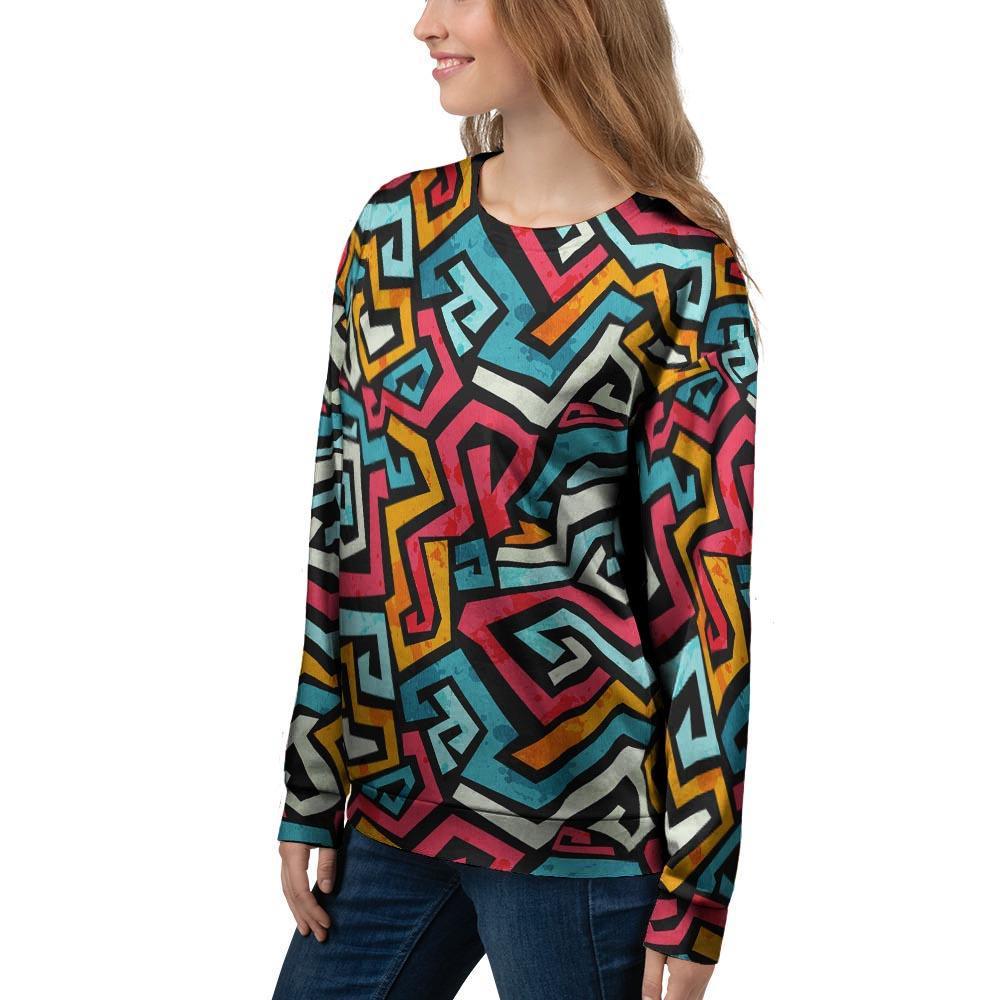 Geometric Graffiti Psychedelic Women's Sweatshirt-grizzshop