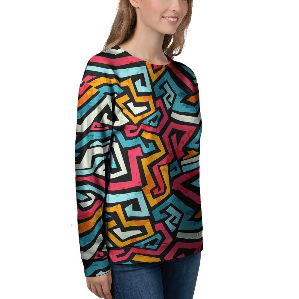 Geometric Graffiti Psychedelic Women's Sweatshirt-grizzshop