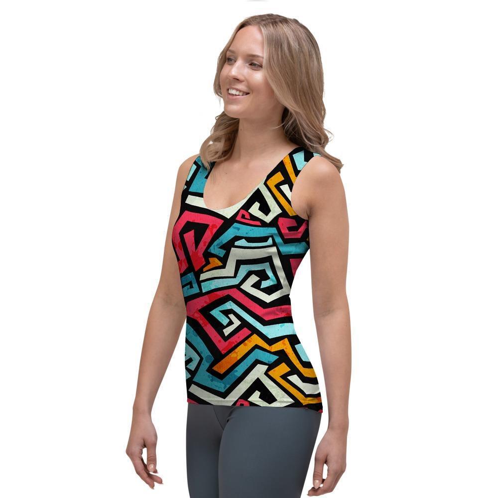 Geometric Graffiti Psychedelic Women's Tank Top-grizzshop