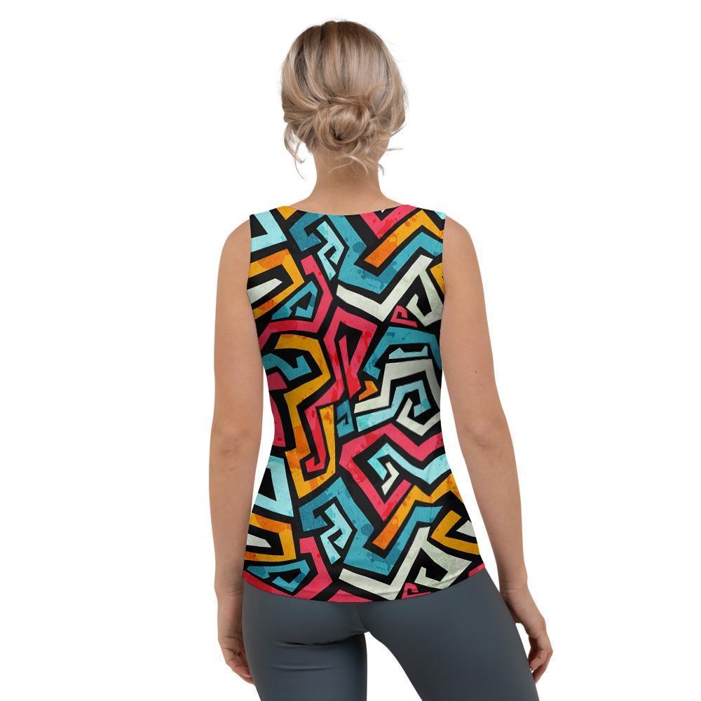 Geometric Graffiti Psychedelic Women's Tank Top-grizzshop