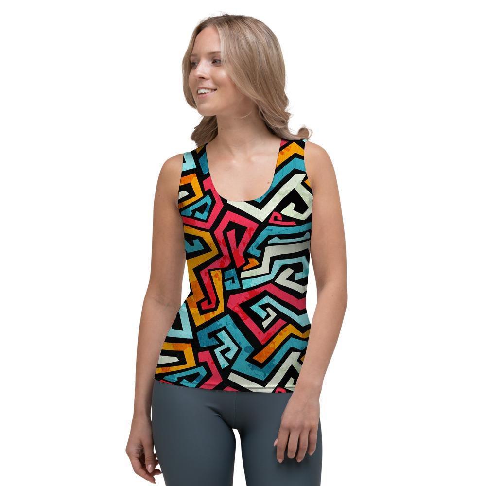 Geometric Graffiti Psychedelic Women's Tank Top-grizzshop