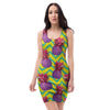 Geometric Hawaiian Pineapple Print Bodycon Dress-grizzshop