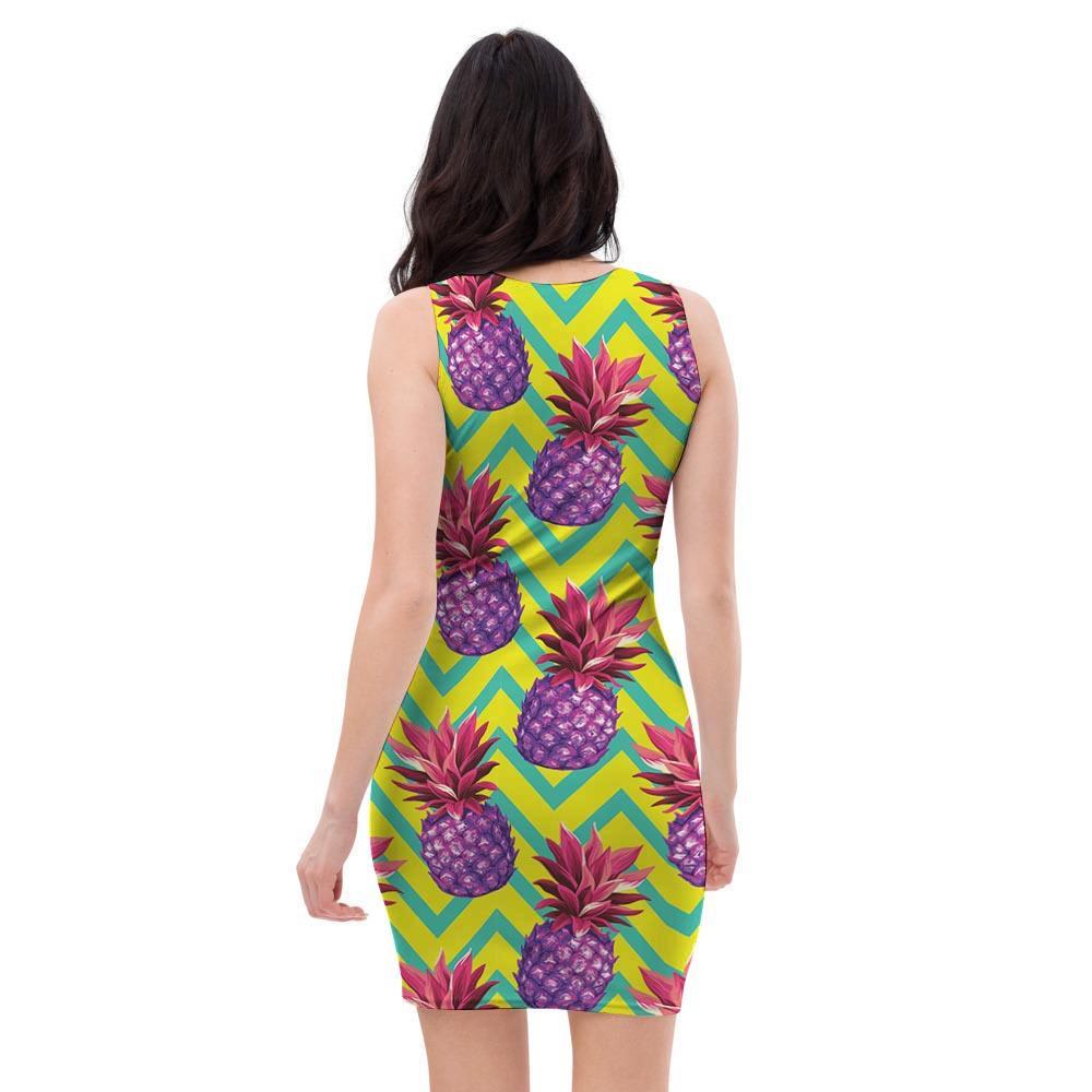 Geometric Hawaiian Pineapple Print Bodycon Dress-grizzshop