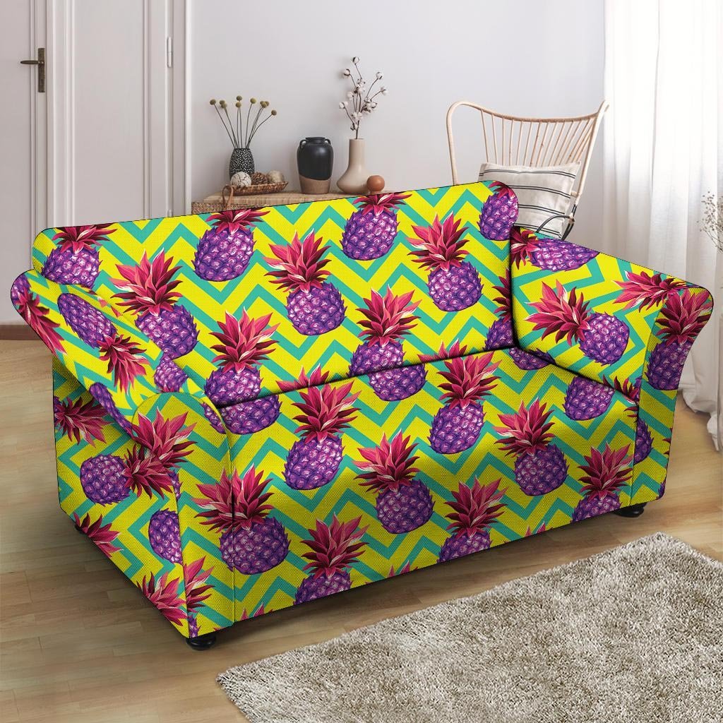 Geometric Hawaiian Pineapple Print Loveseat Cover-grizzshop