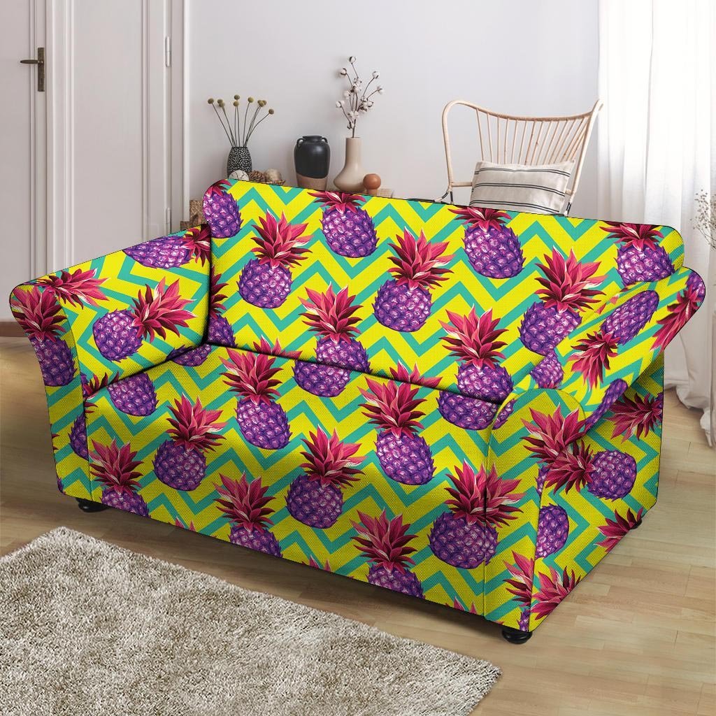 Geometric Hawaiian Pineapple Print Loveseat Cover-grizzshop