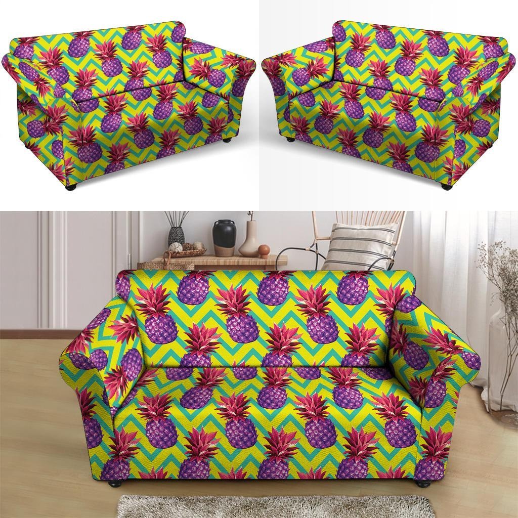 Geometric Hawaiian Pineapple Print Loveseat Cover-grizzshop