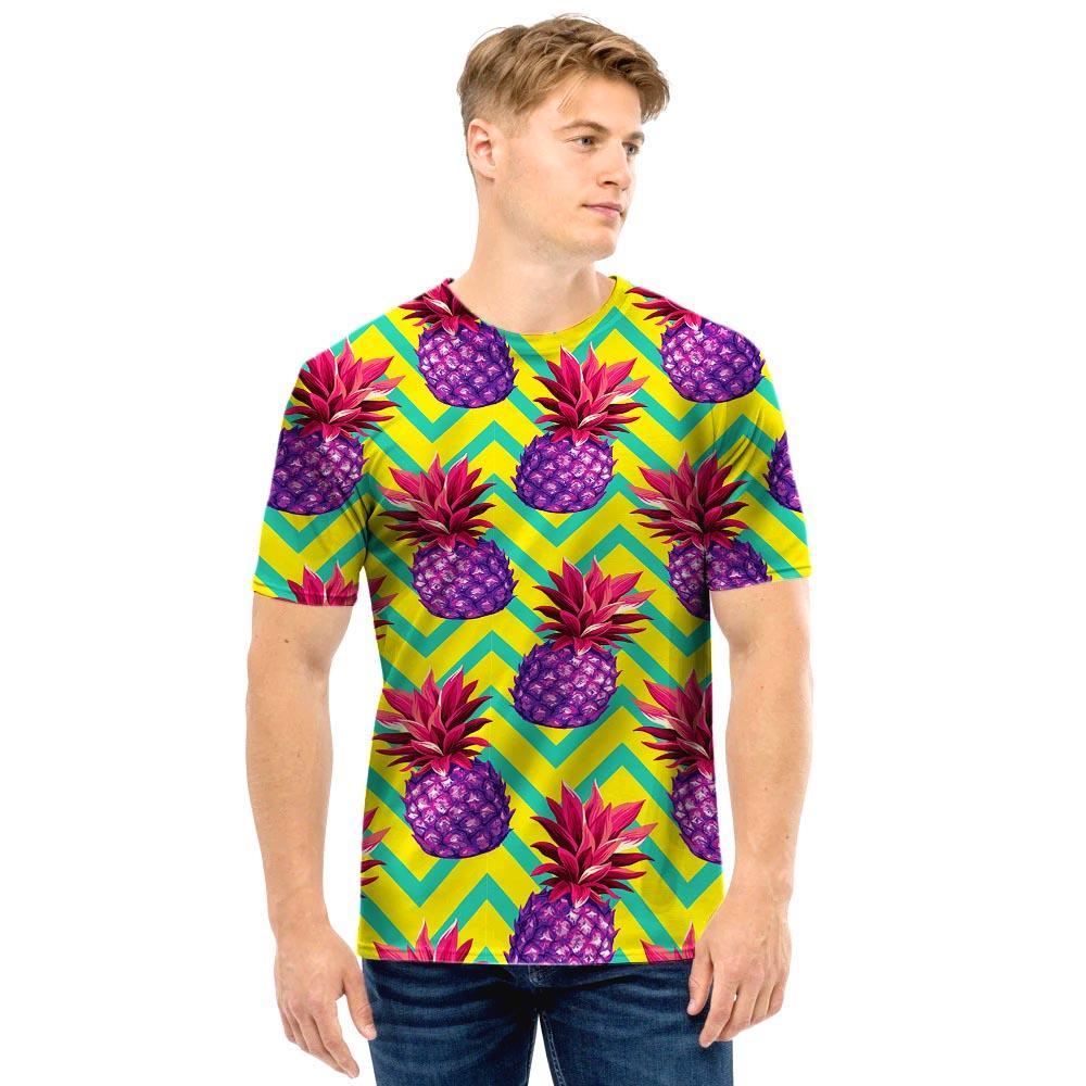 Geometric Hawaiian Pineapple Print Men T Shirt-grizzshop