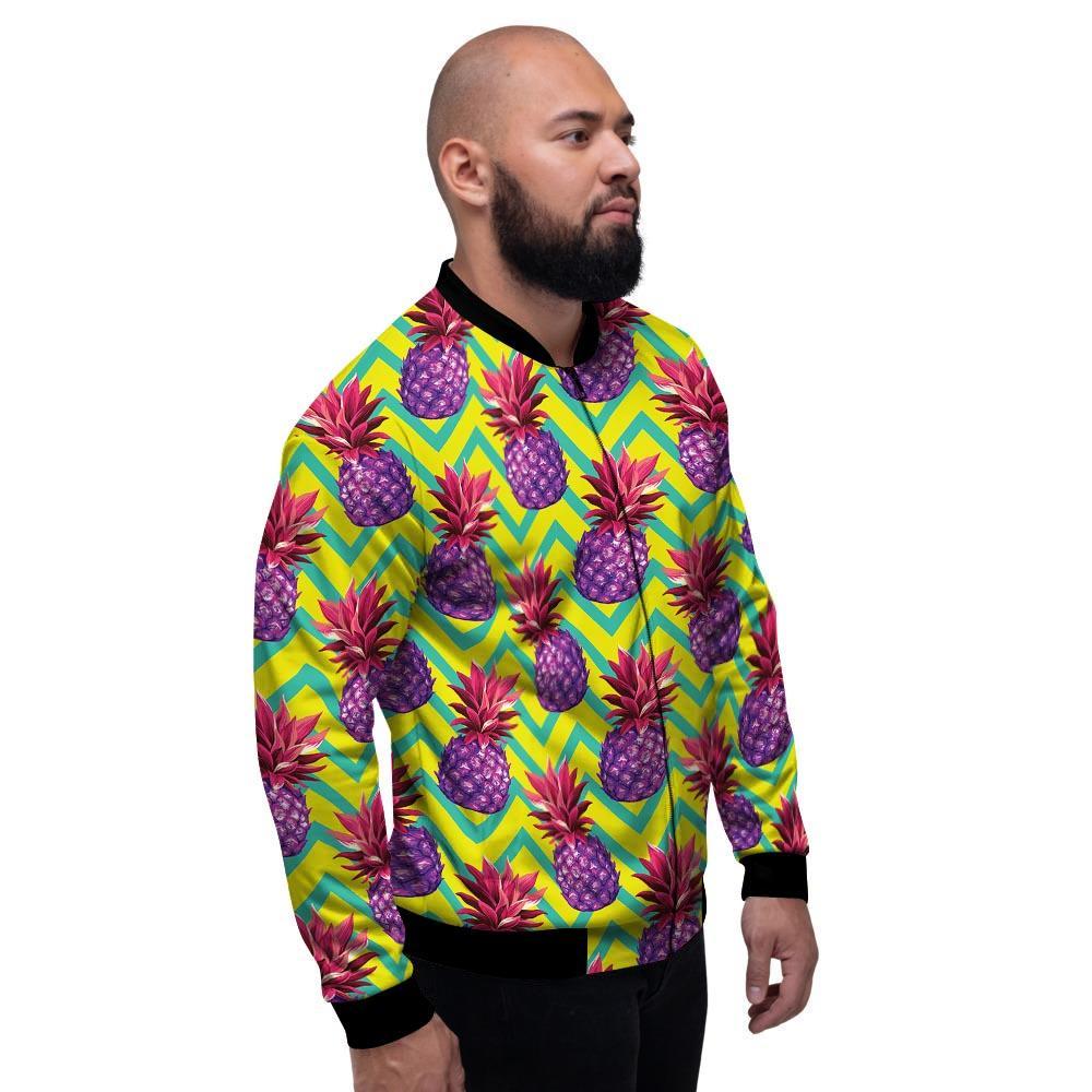 Geometric Hawaiian Pineapple Print Men's Bomber Jacket-grizzshop