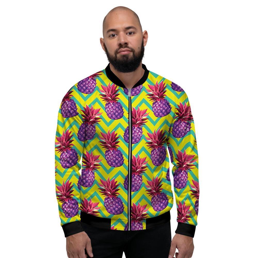 Geometric Hawaiian Pineapple Print Men's Bomber Jacket-grizzshop