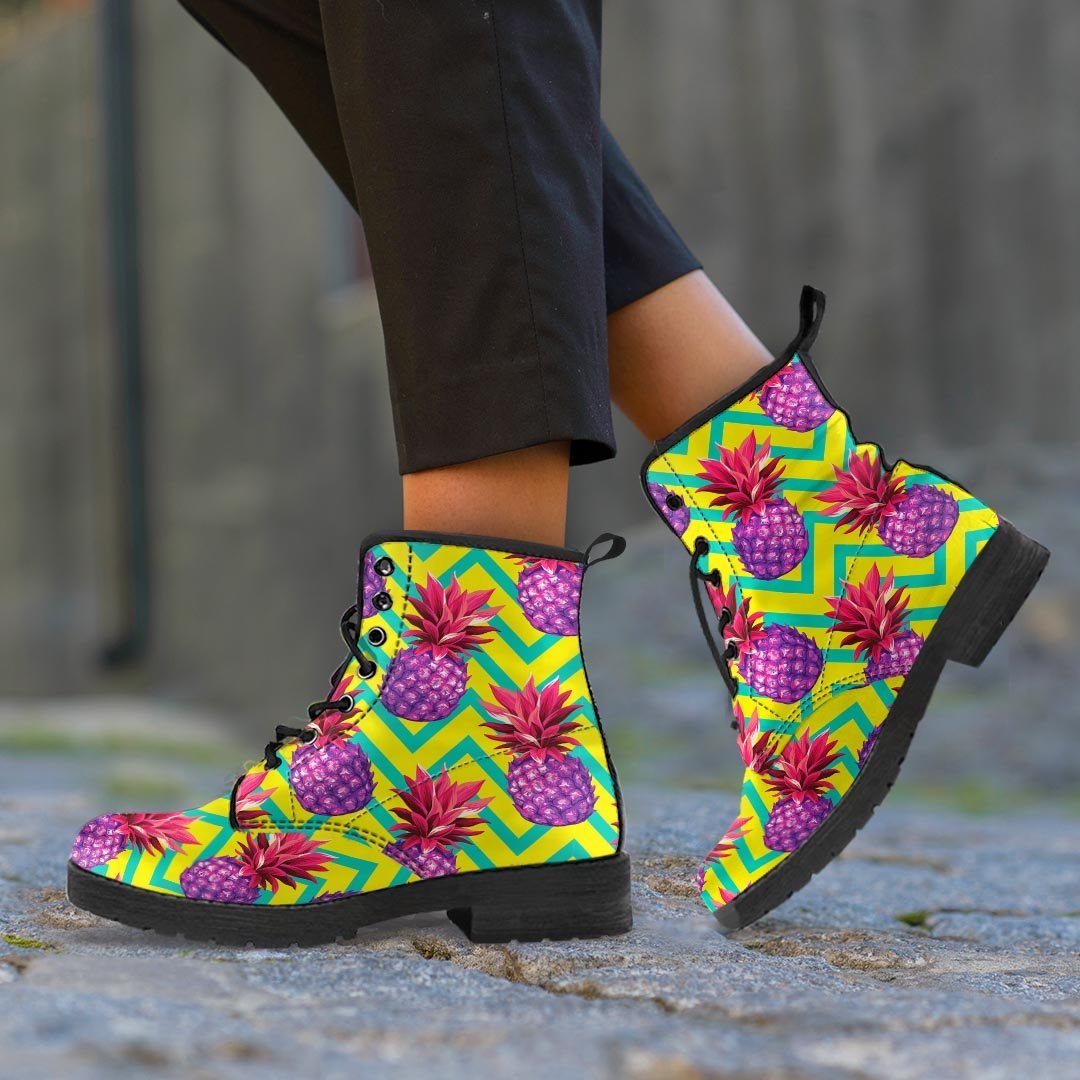 Geometric Hawaiian Pineapple Print Men's Boots-grizzshop