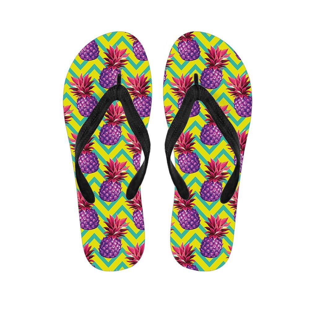 Geometric Hawaiian Pineapple Print Men's Flip Flops-grizzshop