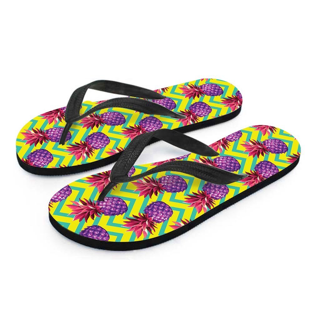 Geometric Hawaiian Pineapple Print Men's Flip Flops-grizzshop