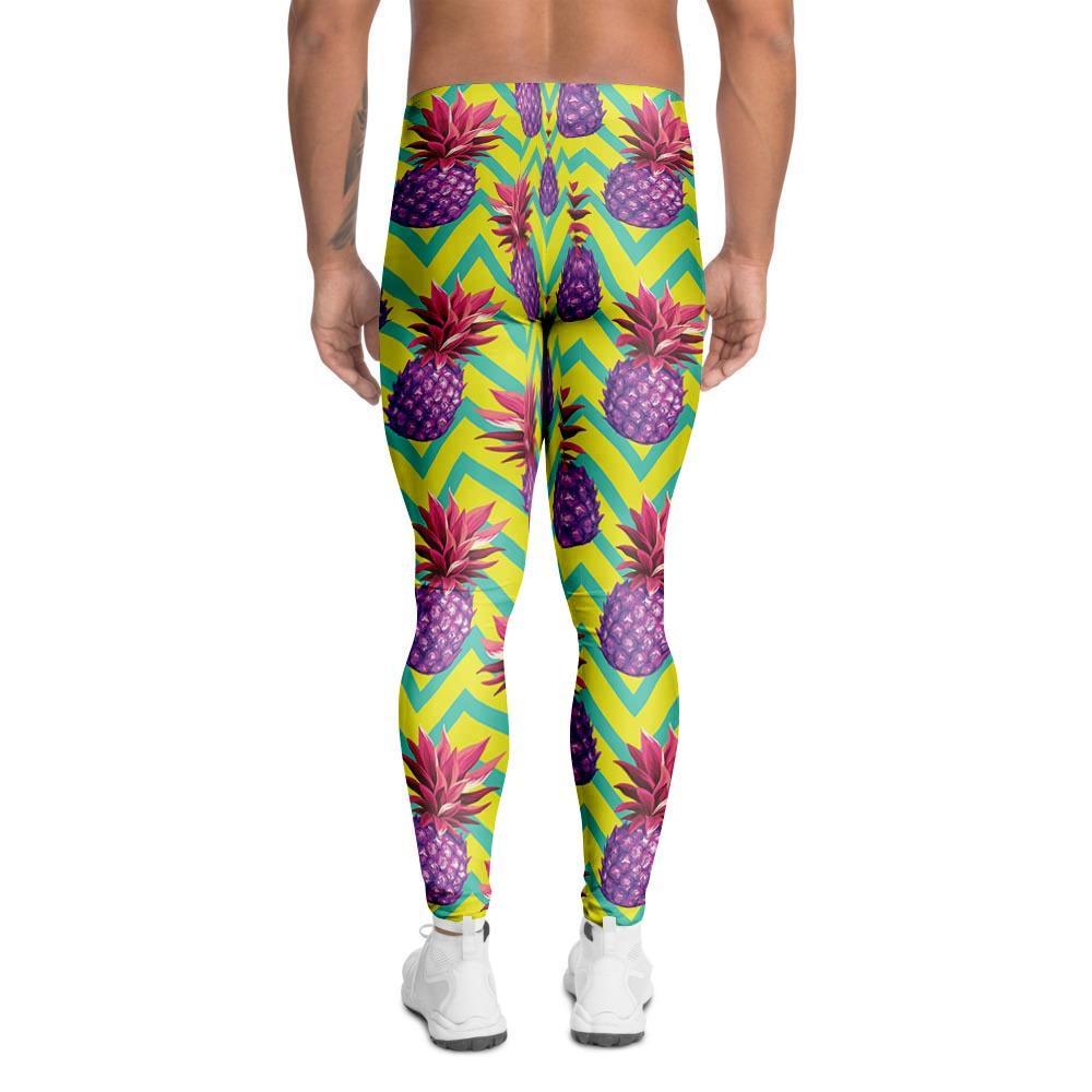 Geometric Hawaiian Pineapple Print Men's Leggings-grizzshop