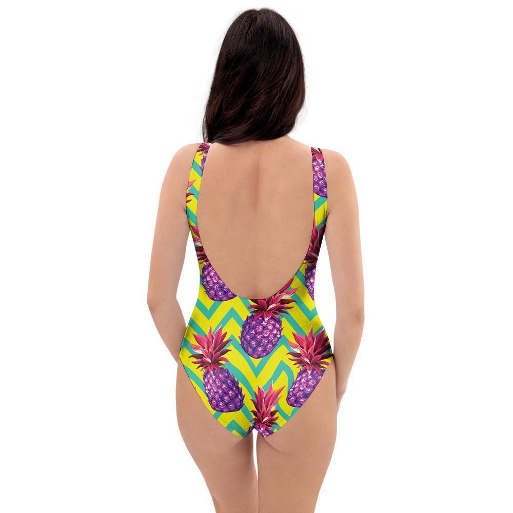 Geometric Hawaiian Pineapple Print One Piece Swimsuite-grizzshop